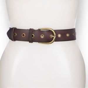 FRYE GROMMET LEATHER BROWN BELT